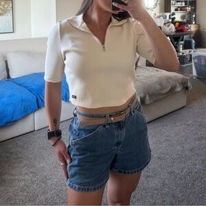 Calvin Klein Women's Cream Ribbed Top - size Medium